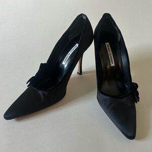 Manolo Blahnik Black Satin Heels
